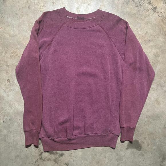 Vintage 70s Unbranded Maroon Red Blank Sweatshirt - Picture 1 of 3